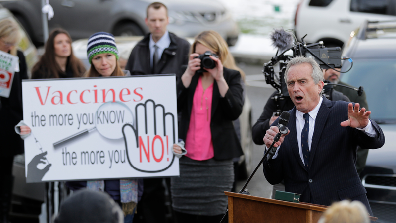 Robert F. Kennedy, Jr. speaking at an anti-vaccine rally in Olympia, Washington on Feb. 8, 2019.
